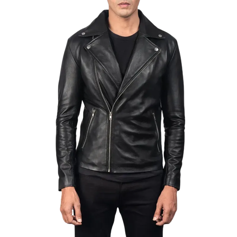Noah Sheepskin Black Leather Motorcycle Jacket - Image 4