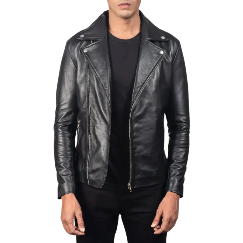 Noah Sheepskin Black Leather Motorcycle Jacket